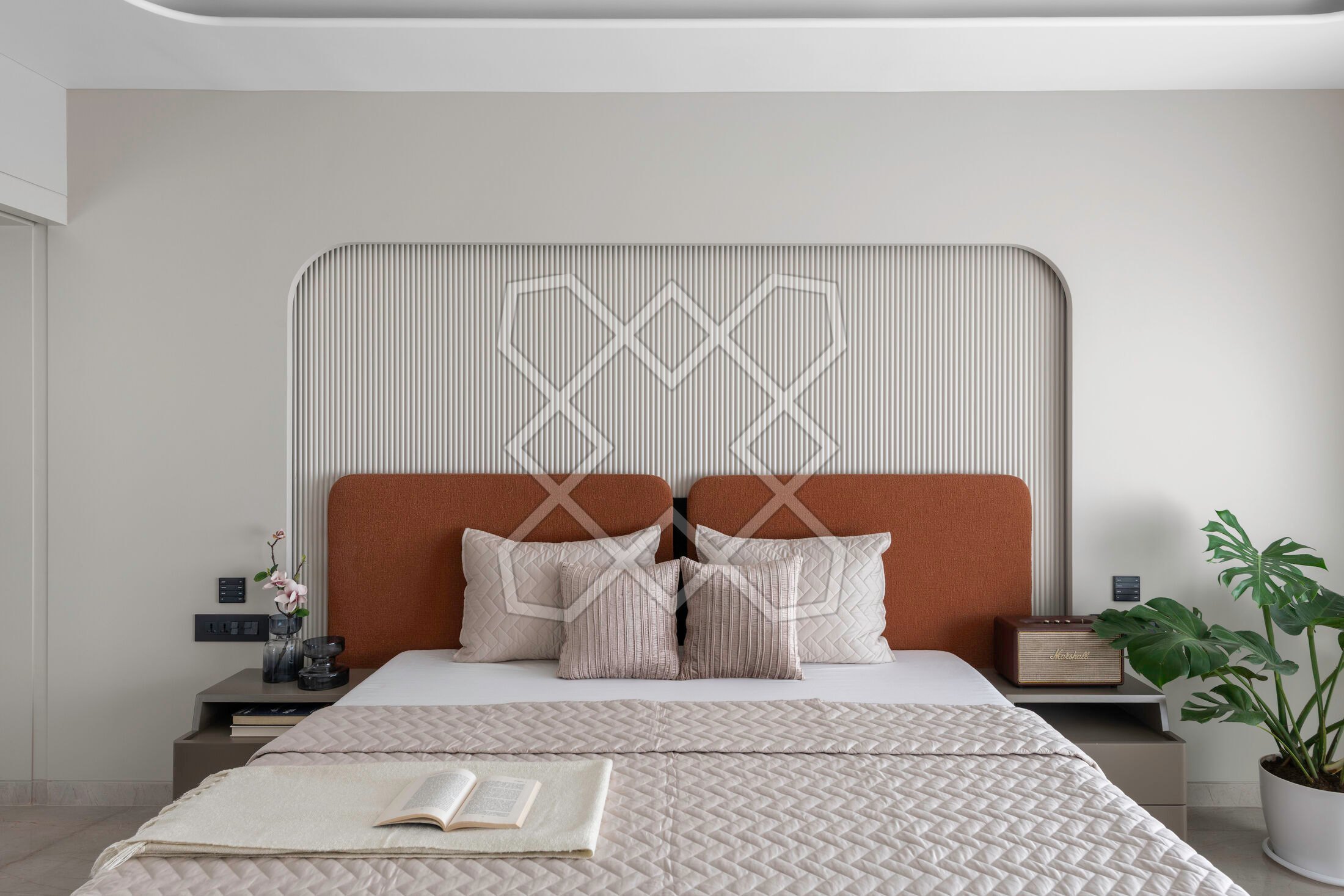 The master bedroom at the Juhu apartment