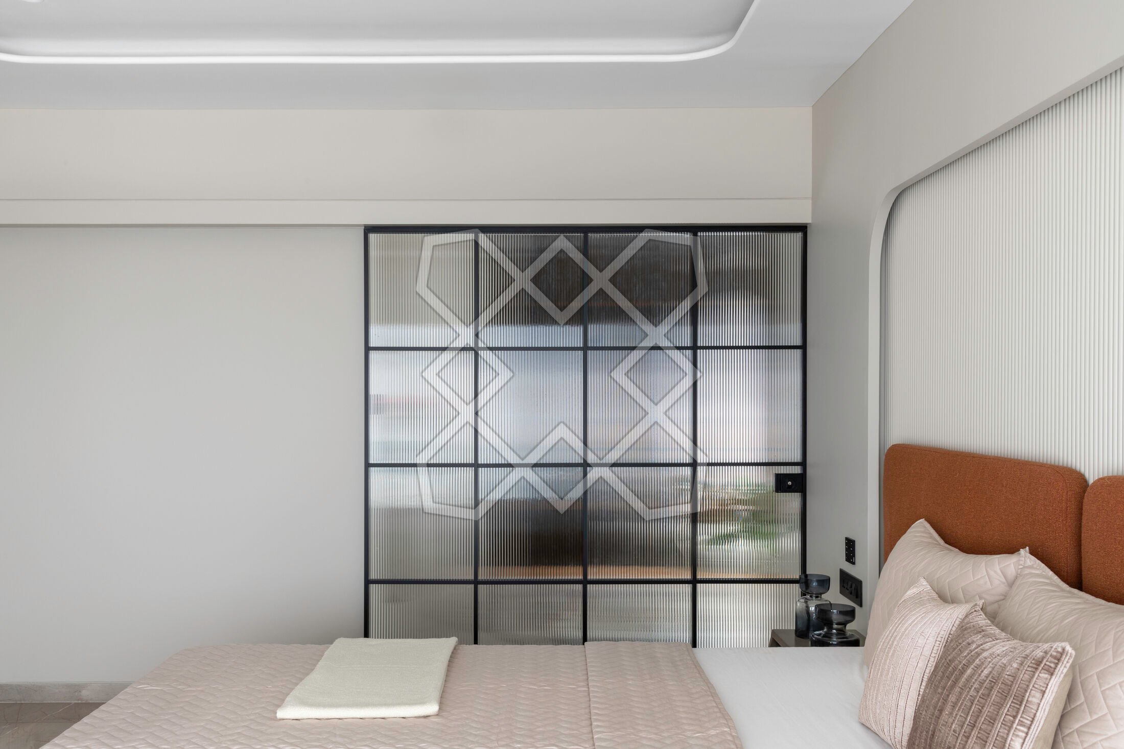 The master bedroom at the Juhu apartment