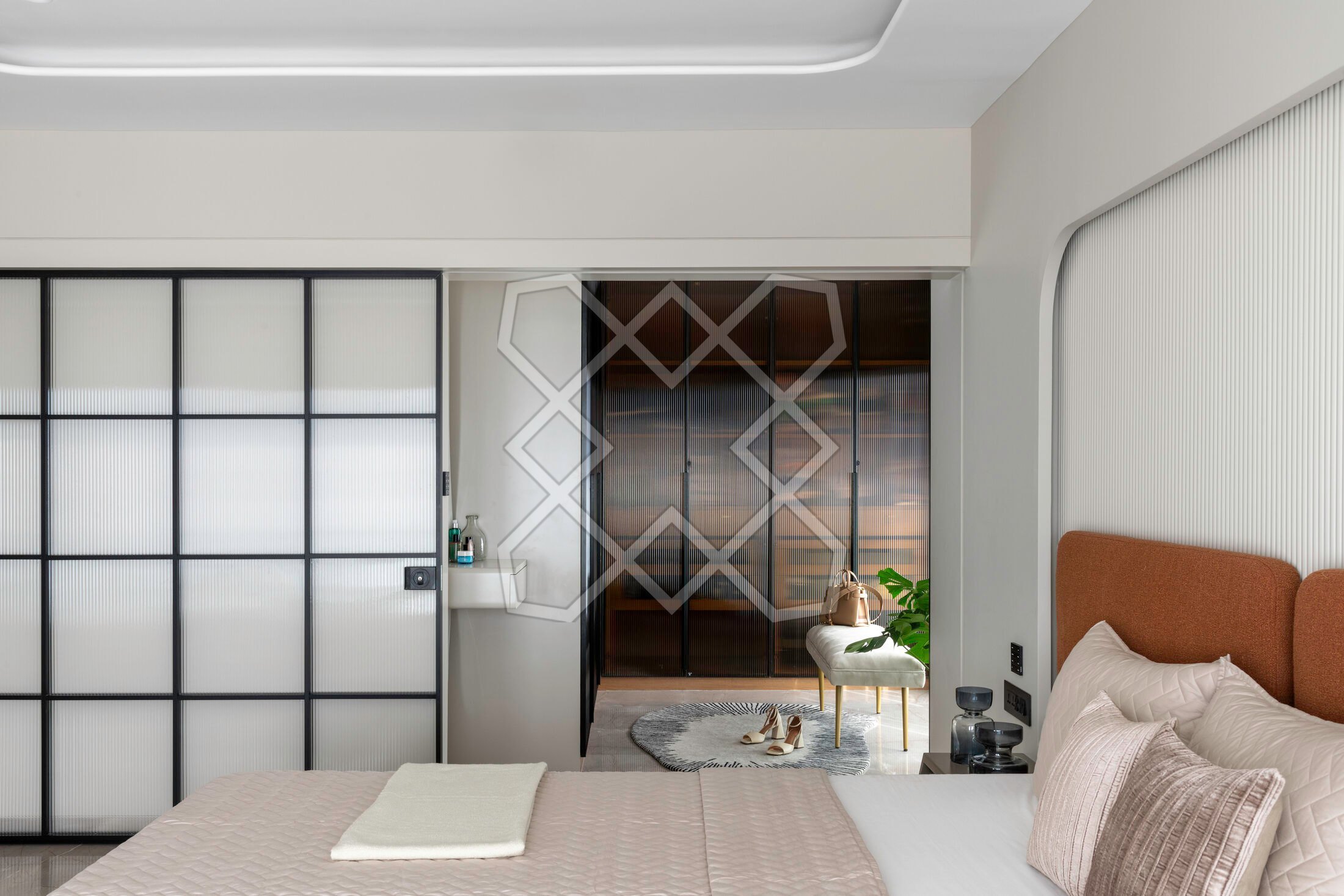 The master bedroom at the Juhu apartment