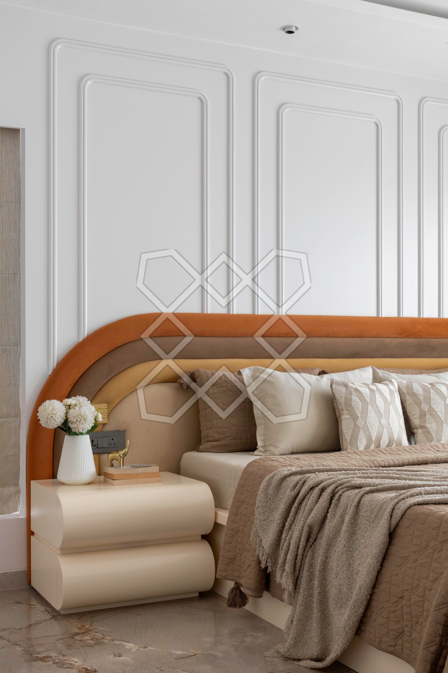 The parents' bedroom at the Juhu apartment
