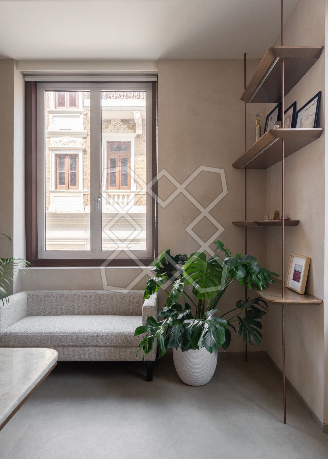 The window seat at The Genesis, the studio's own workspace in Mumbai