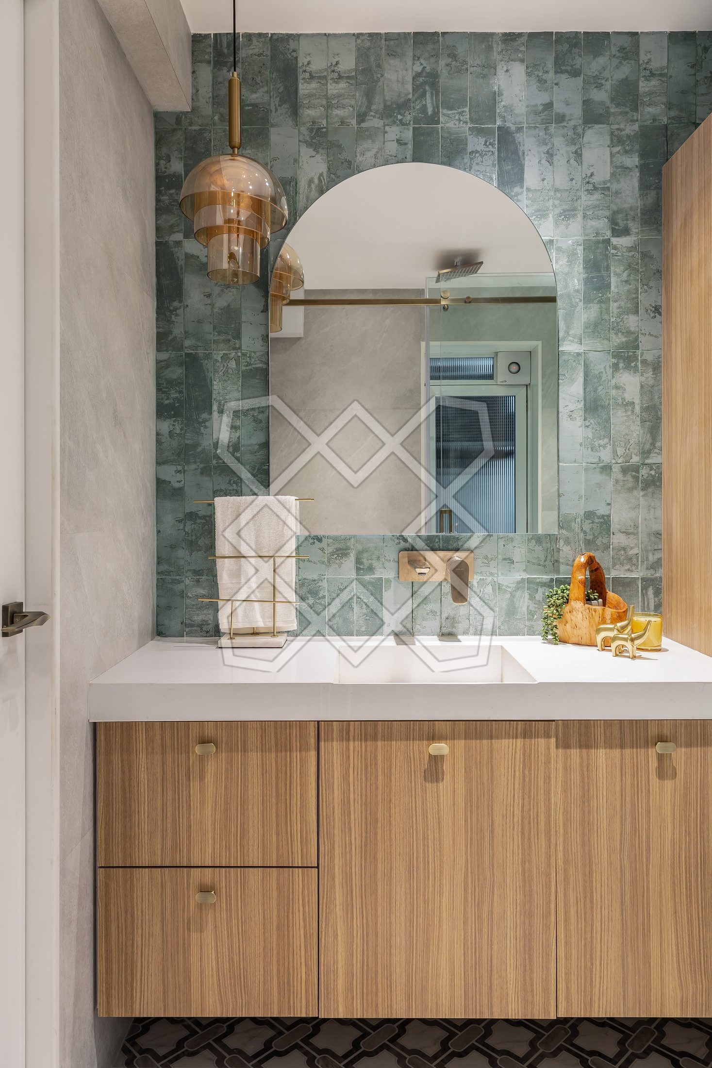The green marble counter at The Eternal Solace, seen from the doorway