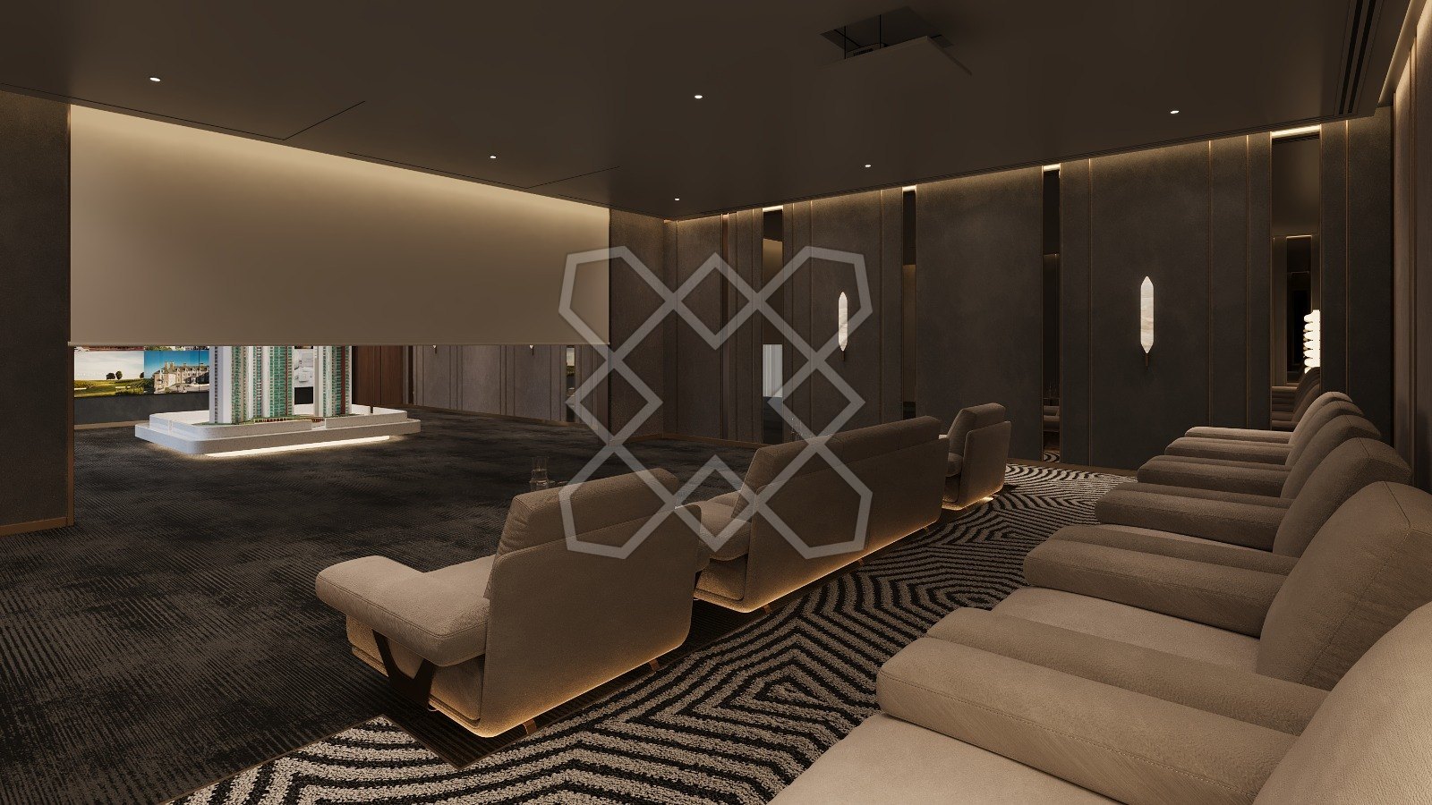 Reclining seats in the screening room at Trump Towers Hyderabad